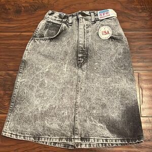 Vintage SFO Acid Wash Distressed Denim Skirt Made In USA Festival Concert NEW